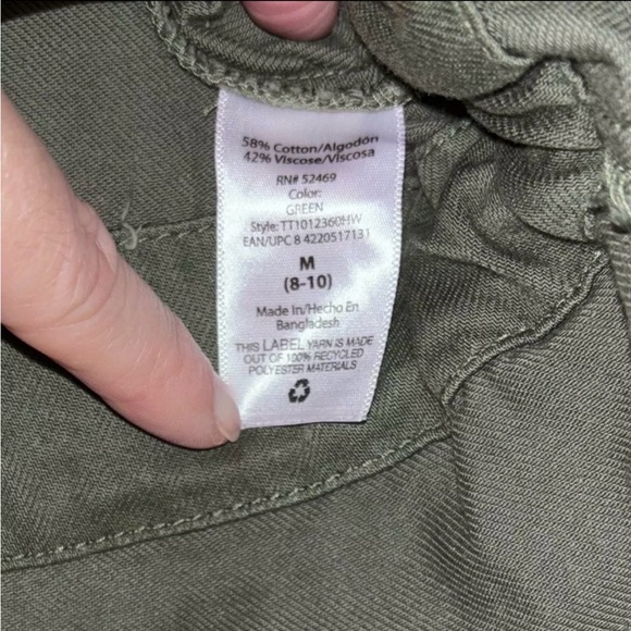 Time & Tru Olive Green Utility Tie Waist Jacket Medium - Picture 6 of 6